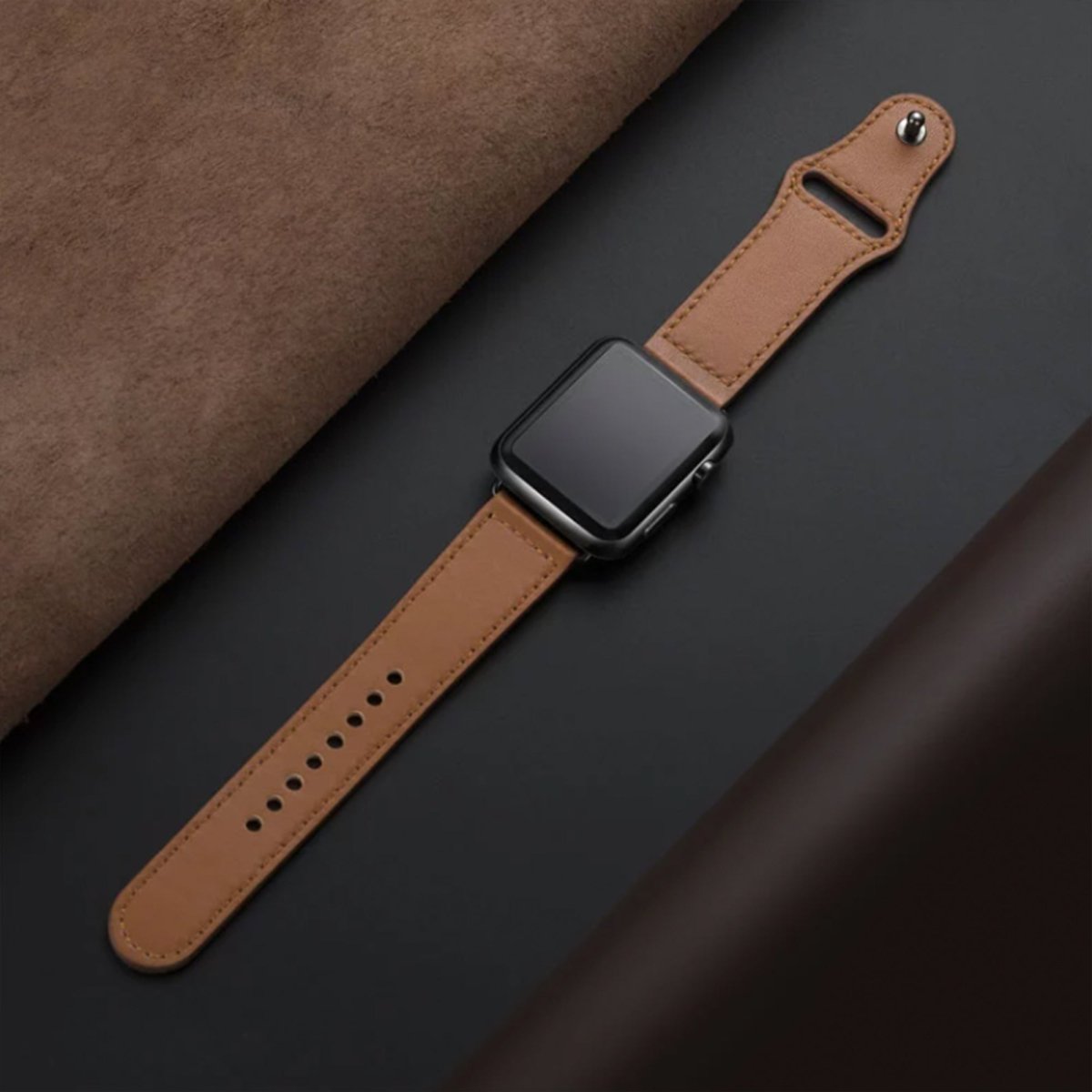 Brown BB Swift Leather Apple Watch Band - BugBands