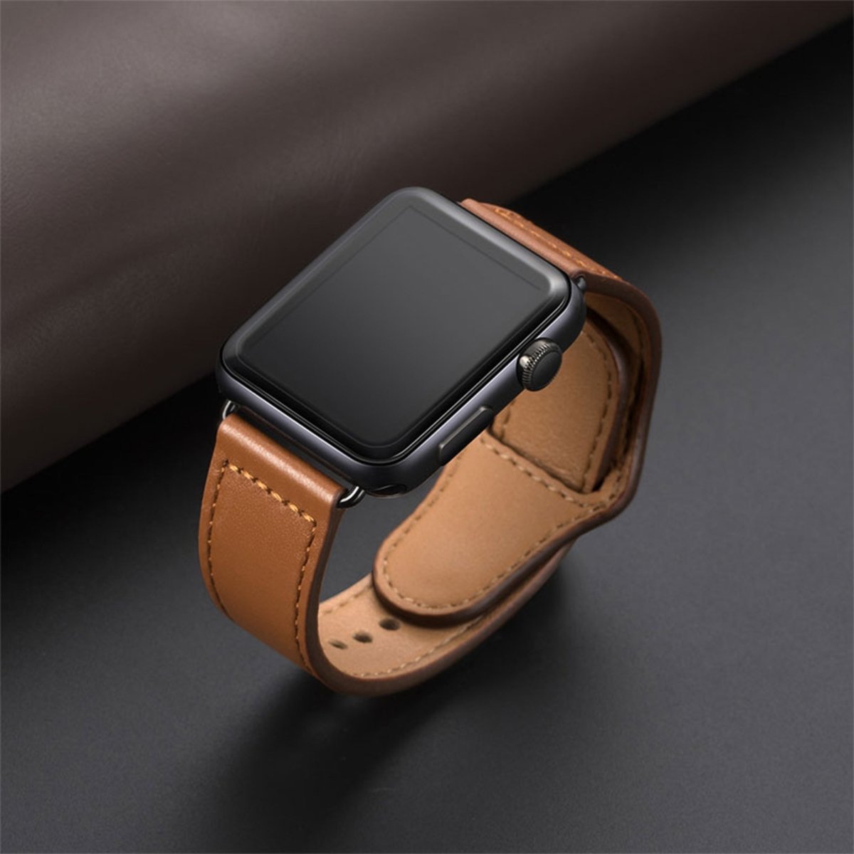 Brown BB Swift Leather Apple Watch Band - BugBands