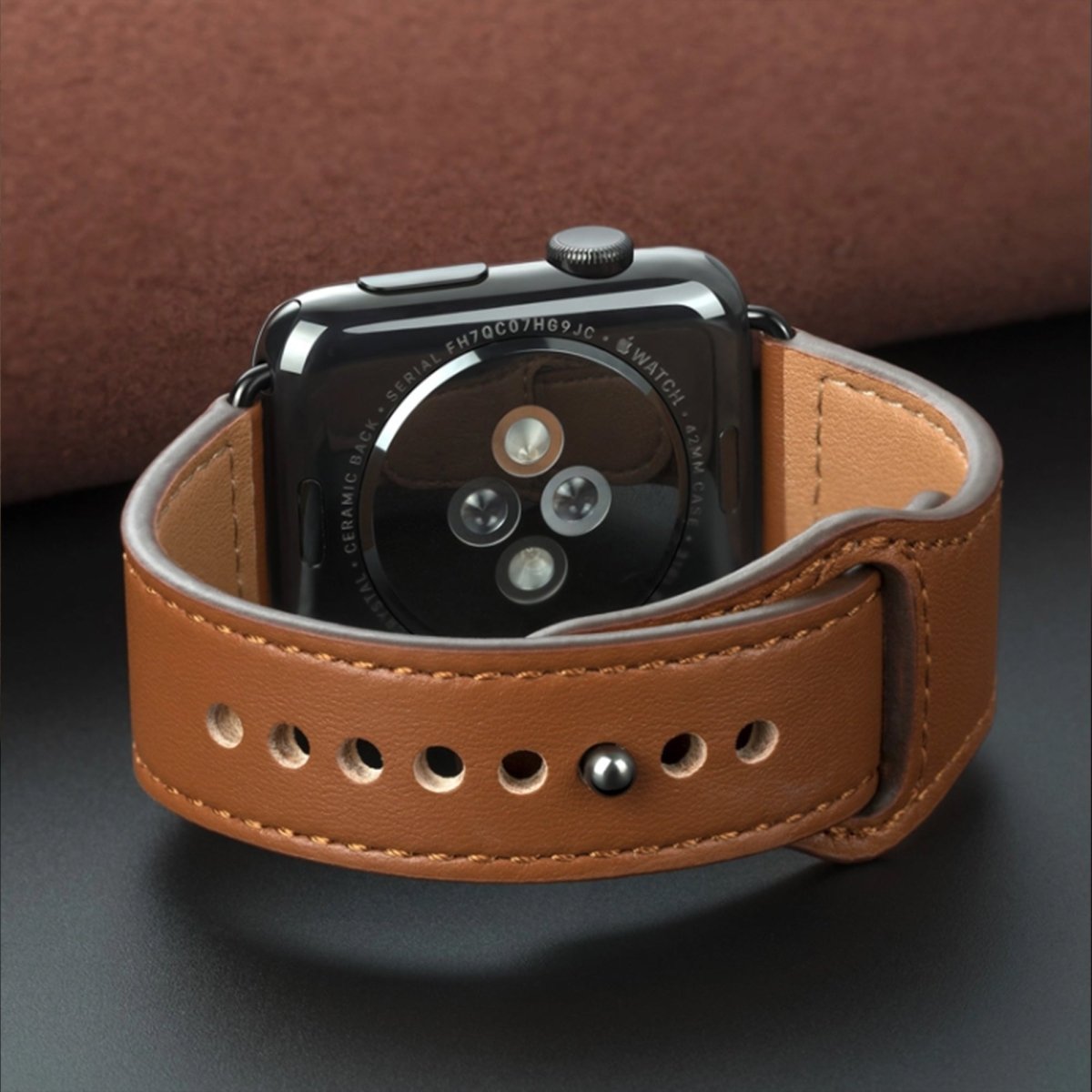 Brown BB Swift Leather Apple Watch Band - BugBands