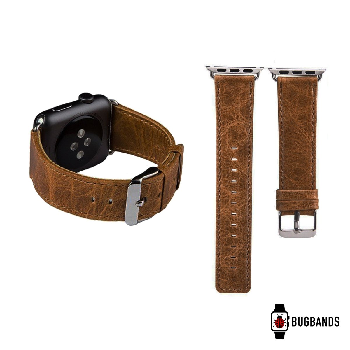 Light Brown BB Elite Leather Apple Watch Band - BugBands
