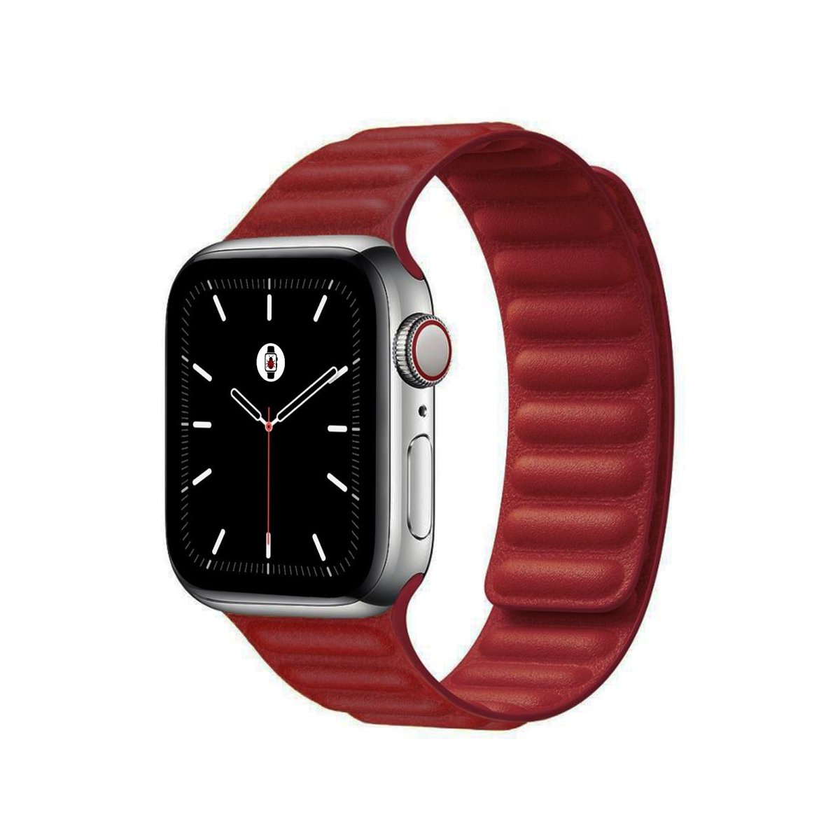 Red BB Leather Link Apple Watch Band - BugBands