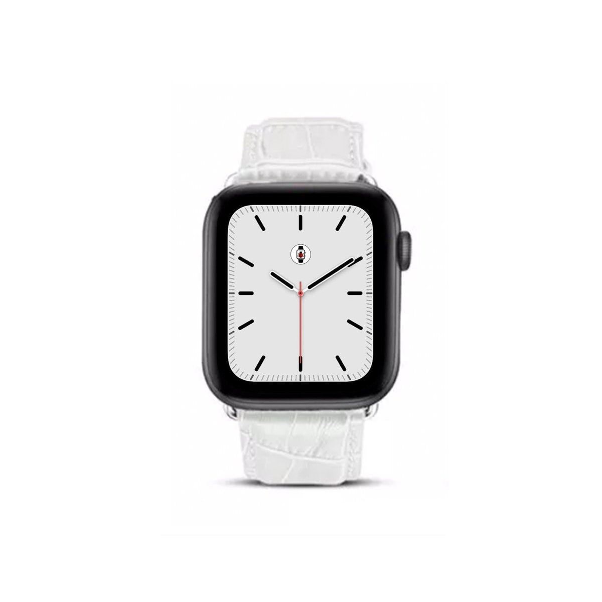 White BB Crocodile Grain Leather Apple Watch Band - BugBands